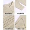 imageCOOFANDY Mens Knit Polo Shirts Casual Long Sleeve Classic Polo Shirts Button Down Golf ShirtsRibbed Cream