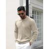 imageCOOFANDY Mens Knit Polo Shirts Casual Long Sleeve Classic Polo Shirts Button Down Golf ShirtsRibbed Cream