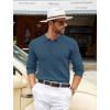 imageCOOFANDY Mens Knit Polo Shirts Casual Long Sleeve Classic Polo Shirts Button Down Golf ShirtsRibbed Denim Blue