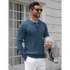 imageCOOFANDY Mens Knit Polo Shirts Casual Long Sleeve Classic Polo Shirts Button Down Golf ShirtsRibbed Denim Blue