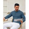 imageCOOFANDY Mens Knit Polo Shirts Casual Long Sleeve Classic Polo Shirts Button Down Golf ShirtsRibbed Denim Blue