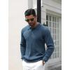 imageCOOFANDY Mens Knit Polo Shirts Casual Long Sleeve Classic Polo Shirts Button Down Golf ShirtsRibbed Denim Blue