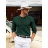 imageCOOFANDY Mens Knit Polo Shirts Casual Long Sleeve Classic Polo Shirts Button Down Golf ShirtsRibbed Green