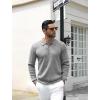 imageCOOFANDY Mens Knit Polo Shirts Casual Long Sleeve Classic Polo Shirts Button Down Golf ShirtsRibbed Grey