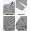 imageCOOFANDY Mens Knit Polo Shirts Casual Long Sleeve Classic Polo Shirts Button Down Golf ShirtsRibbed Grey