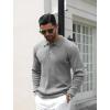 imageCOOFANDY Mens Knit Polo Shirts Casual Long Sleeve Classic Polo Shirts Button Down Golf ShirtsRibbed Grey