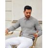 imageCOOFANDY Mens Knit Polo Shirts Casual Long Sleeve Classic Polo Shirts Button Down Golf ShirtsRibbed Grey