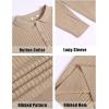 imageCOOFANDY Mens Knit Polo Shirts Casual Long Sleeve Classic Polo Shirts Button Down Golf ShirtsRibbed Khaki