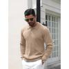 imageCOOFANDY Mens Knit Polo Shirts Casual Long Sleeve Classic Polo Shirts Button Down Golf ShirtsRibbed Khaki