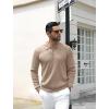 imageCOOFANDY Mens Knit Polo Shirts Casual Long Sleeve Classic Polo Shirts Button Down Golf ShirtsRibbed Khaki