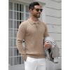 imageCOOFANDY Mens Knit Polo Shirts Casual Long Sleeve Classic Polo Shirts Button Down Golf ShirtsRibbed Khaki