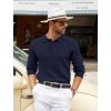 imageCOOFANDY Mens Knit Polo Shirts Casual Long Sleeve Classic Polo Shirts Button Down Golf ShirtsRibbed Navy Blue