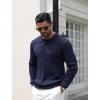 imageCOOFANDY Mens Knit Polo Shirts Casual Long Sleeve Classic Polo Shirts Button Down Golf ShirtsRibbed Navy Blue