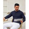 imageCOOFANDY Mens Knit Polo Shirts Casual Long Sleeve Classic Polo Shirts Button Down Golf ShirtsRibbed Navy Blue