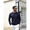 imageCOOFANDY Mens Knit Polo Shirts Casual Long Sleeve Classic Polo Shirts Button Down Golf ShirtsRibbed Navy Blue