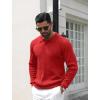 imageCOOFANDY Mens Knit Polo Shirts Casual Long Sleeve Classic Polo Shirts Button Down Golf ShirtsRibbed Red