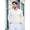 imageCOOFANDY Mens Knit Polo Shirts Casual Long Sleeve Classic Polo Shirts Button Down Golf ShirtsWhite