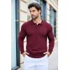 imageCOOFANDY Mens Knit Polo Shirts Casual Long Sleeve Classic Polo Shirts Button Down Golf ShirtsWine Red