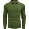 imageCOOFANDY Mens Knit Polo Shirts Long Sleeve Casual Polo Sweaters Shirt Waffle Textured Collared SweaterArmy Green