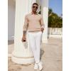 imageCOOFANDY Mens Knit Polo Shirts Long Sleeve Casual Polo Sweaters Shirt Waffle Textured Collared SweaterBeige