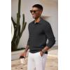 imageCOOFANDY Mens Knit Polo Shirts Long Sleeve Casual Polo Sweaters Shirt Waffle Textured Collared SweaterBlack