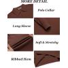 imageCOOFANDY Mens Knit Polo Shirts Long Sleeve Casual Polo Sweaters Shirt Waffle Textured Collared SweaterBrown
