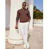 imageCOOFANDY Mens Knit Polo Shirts Long Sleeve Casual Polo Sweaters Shirt Waffle Textured Collared SweaterBrown