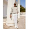 imageCOOFANDY Mens Knit Polo Shirts Long Sleeve Casual Polo Sweaters Shirt Waffle Textured Collared SweaterCream
