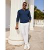 imageCOOFANDY Mens Knit Polo Shirts Long Sleeve Casual Polo Sweaters Shirt Waffle Textured Collared SweaterDark Blue