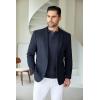 imageCOOFANDY Mens Knit Polo Shirts Long Sleeve Casual Polo Sweaters Shirt Waffle Textured Collared SweaterDark Blue White Striped