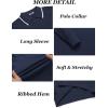 imageCOOFANDY Mens Knit Polo Shirts Long Sleeve Casual Polo Sweaters Shirt Waffle Textured Collared SweaterDark Blue White Striped