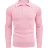 imageCOOFANDY Mens Knit Polo Shirts Long Sleeve Casual Polo Sweaters Shirt Waffle Textured Collared SweaterDark Pink
