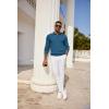 imageCOOFANDY Mens Knit Polo Shirts Long Sleeve Casual Polo Sweaters Shirt Waffle Textured Collared SweaterDeep Blue