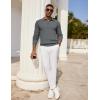 imageCOOFANDY Mens Knit Polo Shirts Long Sleeve Casual Polo Sweaters Shirt Waffle Textured Collared SweaterDeep Grey