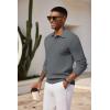 imageCOOFANDY Mens Knit Polo Shirts Long Sleeve Casual Polo Sweaters Shirt Waffle Textured Collared SweaterDeep Grey