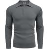 imageCOOFANDY Mens Knit Polo Shirts Long Sleeve Casual Polo Sweaters Shirt Waffle Textured Collared SweaterDeep Grey