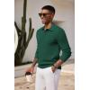 imageCOOFANDY Mens Knit Polo Shirts Long Sleeve Casual Polo Sweaters Shirt Waffle Textured Collared SweaterGreen