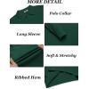 imageCOOFANDY Mens Knit Polo Shirts Long Sleeve Casual Polo Sweaters Shirt Waffle Textured Collared SweaterGreen