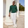 imageCOOFANDY Mens Knit Polo Shirts Long Sleeve Casual Polo Sweaters Shirt Waffle Textured Collared SweaterGreen