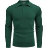 imageCOOFANDY Mens Knit Polo Shirts Long Sleeve Casual Polo Sweaters Shirt Waffle Textured Collared SweaterGreen