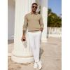 imageCOOFANDY Mens Knit Polo Shirts Long Sleeve Casual Polo Sweaters Shirt Waffle Textured Collared SweaterKhaki