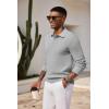 imageCOOFANDY Mens Knit Polo Shirts Long Sleeve Casual Polo Sweaters Shirt Waffle Textured Collared SweaterLight Grey