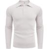 imageCOOFANDY Mens Knit Polo Shirts Long Sleeve Casual Polo Sweaters Shirt Waffle Textured Collared SweaterWhite
