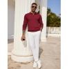 imageCOOFANDY Mens Knit Polo Shirts Long Sleeve Casual Polo Sweaters Shirt Waffle Textured Collared SweaterWine Red