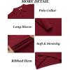 imageCOOFANDY Mens Knit Polo Shirts Long Sleeve Casual Polo Sweaters Shirt Waffle Textured Collared SweaterWine Red