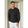 imageCOOFANDY Mens Knit Polo Shirts Long Sleeve Sweater Casual Polo Shirts Lightweight Collared T Shirts01black