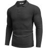 imageCOOFANDY Mens Knit Polo Shirts Long Sleeve Sweater Casual Polo Shirts Lightweight Collared T ShirtsDark Grey