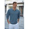imageCOOFANDY Mens Knit Polo Shirts Long Sleeve Sweater Casual Polo Shirts Lightweight Collared T ShirtsDenim Blue