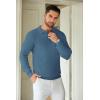 imageCOOFANDY Mens Knit Polo Shirts Long Sleeve Sweater Casual Polo Shirts Lightweight Collared T ShirtsDenim Blue