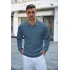 imageCOOFANDY Mens Knit Polo Shirts Long Sleeve Sweater Casual Polo Shirts Lightweight Collared T ShirtsDenim Blue